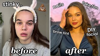 EXTREME 48 HOUR GLOW UP TRANSFORMATION *diy brow tint, hair toner, teeth whitening + more*