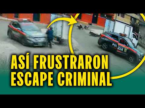 Policías embisten a delincuentes en moto: Habían disparado al patrullero mientras huían