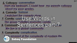 Use Words in Sentences part-7
