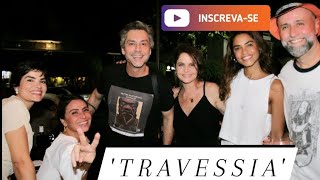 'Travessia' reúne elenco no 'Boteco Boa Praça' para assistir ao centésimo capítulo da trama.