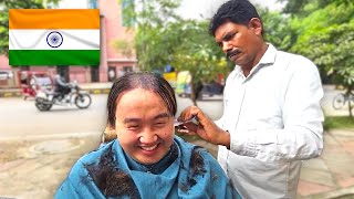 Getting A CRAZY $0.50 Street Haircut In India!