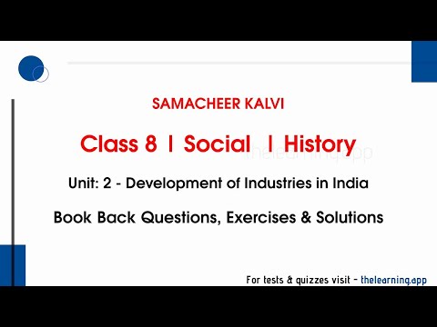 Development of Industries in India Exercises | Unit 2  | Class 8 | History | Social | Samacheer