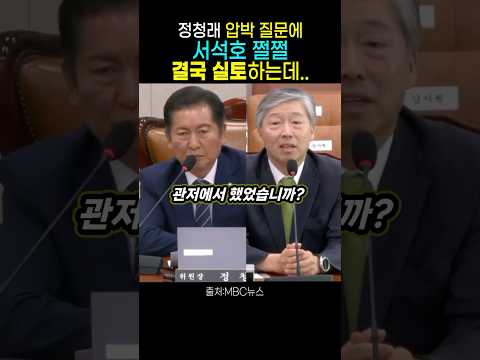 정청래 압박질문에 "관저에서 윤건희 만났다" 서석호 얼떨결에 실토