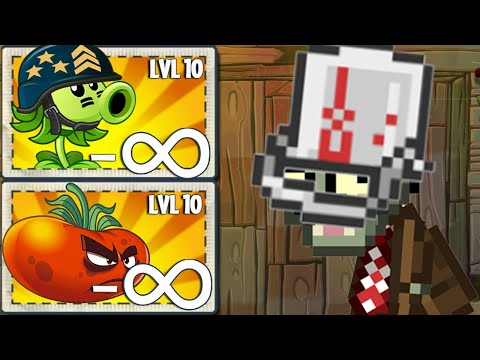 PvZ 2 Challenge - Every Plants x5 use POWER UP Infinite Vs 100 8-Bit Buckethead Zombies Level 10