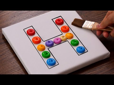 How To Paint Alphabet "H"｜Easy Acrylic Painting For Beginners (1459)｜Oddly Satisfying