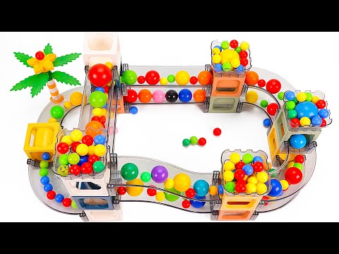 Marble Run Race ☆ HABA Slope, Dump Truck & Garbage Trucks Compilation