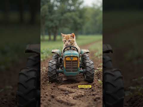 Cute Cat Driving Tractor ❤️🥰 #cats #catvideos #catlovers #meow #catshorts #shorts #virals