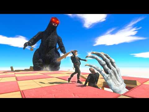 1v1 on Arena of Damn Hands with Crazy Godzilla - Animal Revolt Battle Simulator