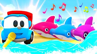 Cante com Léo, o caminhão, a canção infantil do Bebê Tubarão! Vamos nadar! Desenho animado infantil