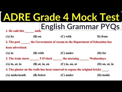 ADRE Grade 4 Mock Test English Grammar | English Grammar PYQs