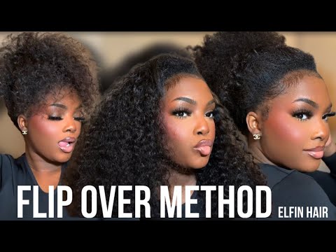 Flip OVER METHOD with a wig ? | 2025 Top Selling Invisible Half Wig 3 In 1 Wig  Ft. ELFIN HAIR