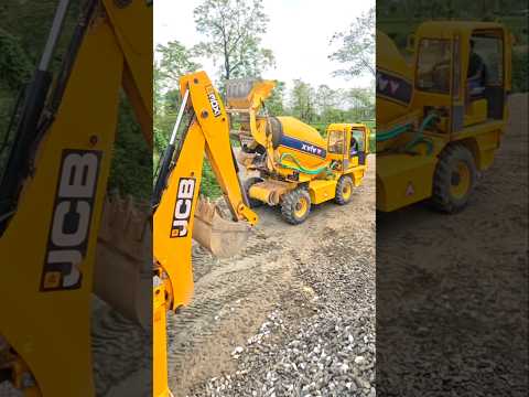 Jcb & Ajax mixer working video 🤣😭 #jcb #ajax #bulldozer #tractor #excavator #jcbtoys #automobile