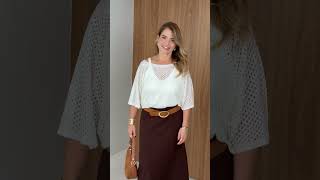 Vídeo adicional 6 do item Blusa Trama em Tricot Vazado - Off White - Transparência e Estilo em Uma Peça Cheia de Personalidade