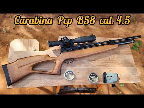 TESTE DE PRECISÃO – Carabina PCP B58 Calibre 4.5 com Chumbos Rifle Flathead Heavy e Medium!