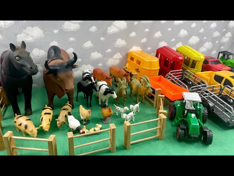 RED TRAILER, TRACTORS, TRUCKS, COW, OX, HORSE/CARRETA VERMELHA, TRATOR, VACA, BOI, CAVALO, GALO