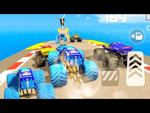Monster- Monster Truck Car Stunt -  Spiderman Drive Cars favorite car Race Game Play Sky Track #p4
