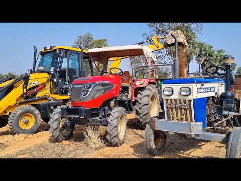 Jcb 3dx Eco Backhoe Machine Loading Red Mud In Mahindra and Swaraj Tractor | Jcb Tractor Cartoon