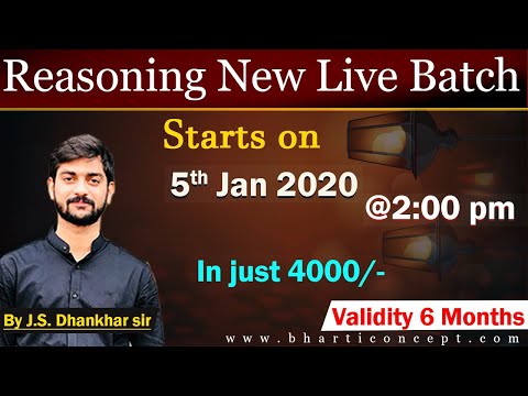 Reasoning New Live Batch || Demo Classes 01 || By J.S. Dhankhar Sir||