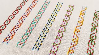 7 Simple yet Beautiful Borders Embroidery using Running Stitch - Nakshi Kantha for Beginners