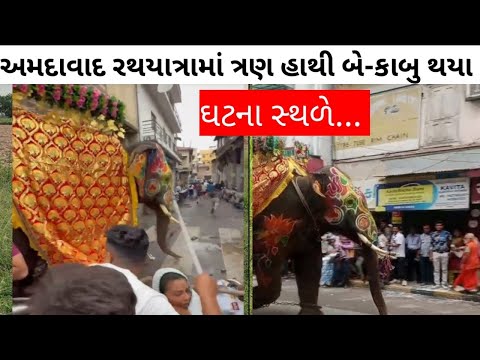 અમદાવાદ રથયાત્રા 3 હાથી બેકાબુ થયા