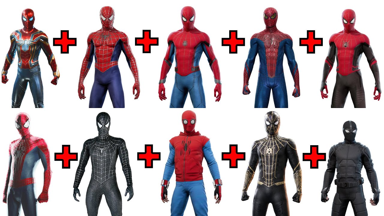 Combining 10 spider-man movie suits into one! Spider-man: no way home!