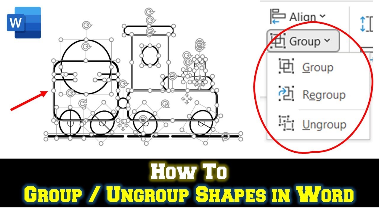 How to Group and Ungroup Shapes in Microsoft Word Shapes Tool - The Teacher