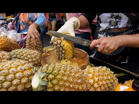 미친속도! 파인애플 자르기 달인 / crazy speed! amazing pineapple cutting skills - thai street food