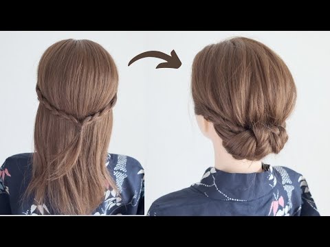 ヘアゴムを使わないで作れる浴衣や着物に似合うヘアアレンジ l Easy Hairstyle for Japanese Kimono and Yukata