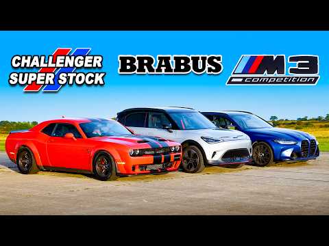 Drag Race Showdown: Dodge Challenger vs BMW M3 vs Brabus Smart #One