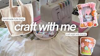 let's make handmade, embroidered tote bags for my friends | girls craft night | cozy crafting