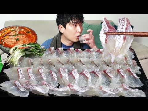 쫀득한 참돔회! 마스까와로 껍질까지 쫄깃하게(Ft.씌원 물회, 소면사리) 혼술먹방 Raw Fish Red sea bream MUKBANG ASMR EATINGSHOW