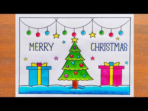 Merry Christmas Drawing Easy Steps / Christmas Tree Drawing Easy Steps / Christmas Drawing Easy