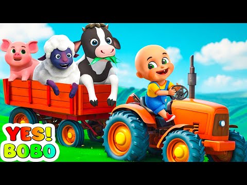 Wheels On the Bus ( Animal Farm song ) | Cow, Pig, Sheep | Yes Bobo Baby Nursery Rhymes For Kids