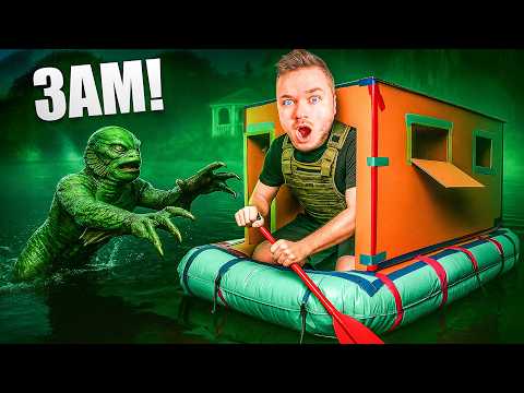 Box Fort Boat Vs CURSED POND MONSTER at 3AM!