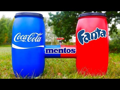 Big Pink Toothpaste Eruption From Coca Cola, Fanta and Mentos