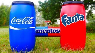 Big Pink Toothpaste Eruption From Coca Cola, Fanta and Mentos