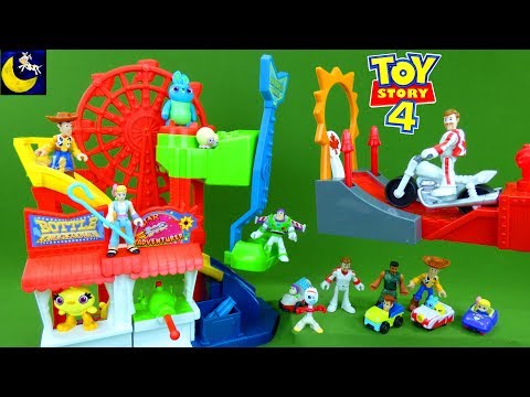 Toy Story 4 Toys Fisher-Price Imaginext Carnival Motorcycle Play Set Buzz Lightyear Forky Toys