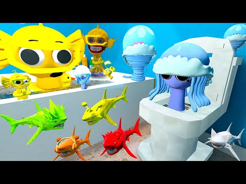 🚽 TOILET EVOLUTION BAILEY AURELIA JELLYFISH SPRUNKI OC SHARKS SPARTAN KICKING in Garry's Mod