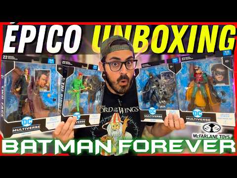 BATMAN FOREVER de McFarlane Toys 😱 ¡Abrimos las 4 figuras y montamos el murciélago gigante!