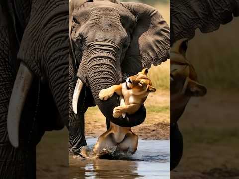 Mother Elephant Saves Her Calf From Lions! #rescue #animals #wildlife