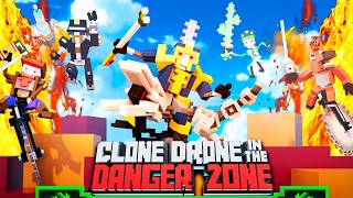LOS ROBOTS LUCHAN MONTADOS EN SIERRAS Y VELOCIRAPTORES | CLONE DRONE IN THE DANGER ZONE