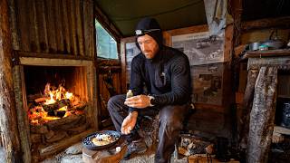 Overnight In 100 Year Old Rustic Shelter - Remote CAMPING In RAIN