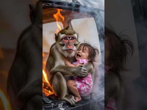 “The Monkey Who Saved a Life”😱#youtubeshorts #wildliferescue #ai #monkey #viralvideo #animal #heartt