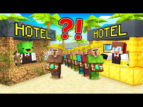 JJ's RICH HOTEL vs Mikey's POOR HOTEL Survive Battle in Minecraft - Maizen