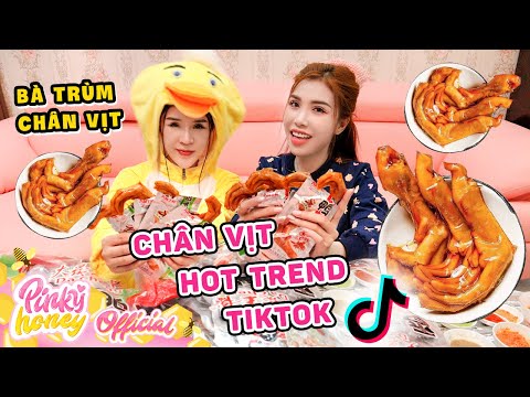 CHÂN VỊT TỨ XUYÊN HOT TIKTOK CHẤM THỬ CÁC LOẠI SỐT | Bà Trùm Chân Vịt Đến Thăm Pinky | PINKY HONEY