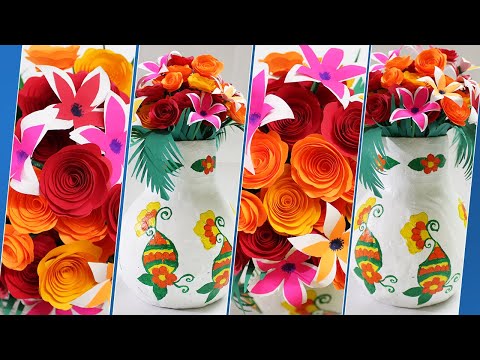 Awesome Flower Vase Making Ideas | Flower Vase Making with Balloon | Paper Flower Making Ideas