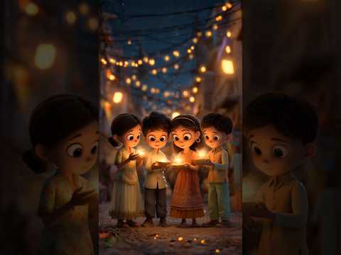 बच्चों की दीवाली 🪔। kids Diwali 🎇 celebration. #shorts #aianimation #diwali