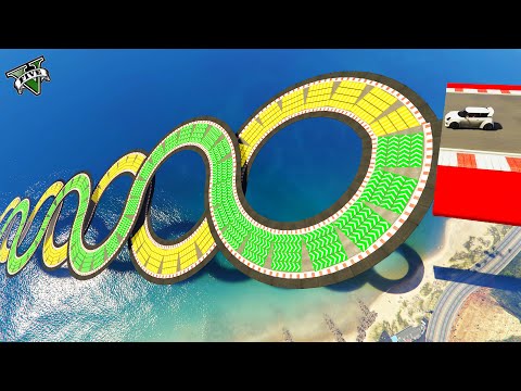 قراند 5 سباق منحدر مزدوج | GTA 5 Twin Speed mega ramp