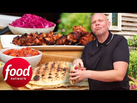 Tom Cooks A Delicious Middle Eastern Feast With Chicken Kebab And Flatbread | Tom Kerridge Barbecues