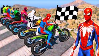 MOTORCYCLES RACING CHALLENGE on CITY MEGA RAMP SPIDERMAN vs SUPERHEROES MOTOS RACE COMPETITION-GTA 5
